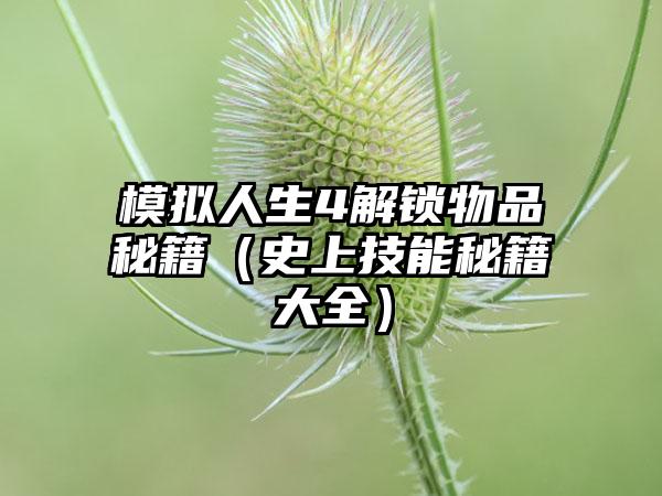 模拟人生4解锁物品秘籍（史上技能秘籍大全）