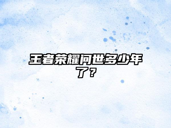 王者荣耀问世多少年了？