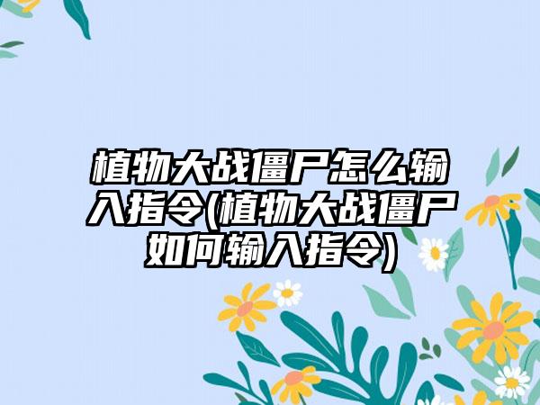 植物大战僵尸怎么输入指令(植物大战僵尸如何输入指令)
