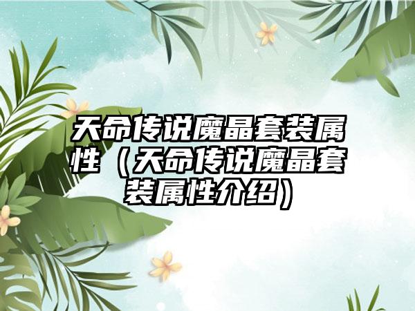 天命传说魔晶套装属性（天命传说魔晶套装属性介绍）