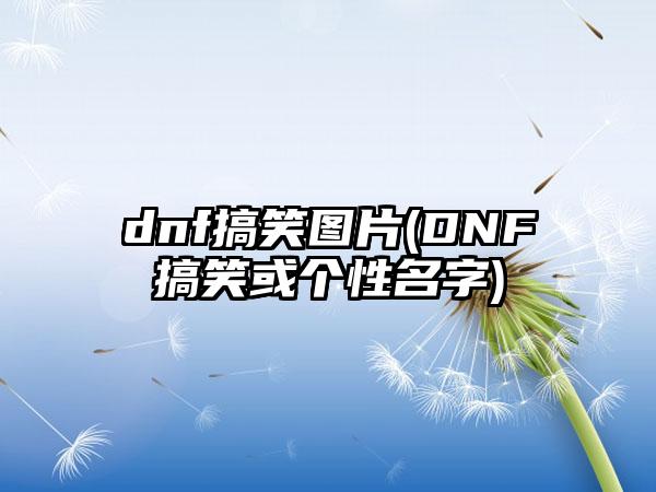 dnf搞笑图片(DNF搞笑或个性名字)