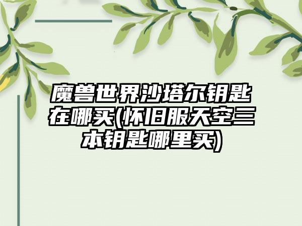 魔兽世界沙塔尔钥匙在哪买(怀旧服天空三本钥匙哪里买)