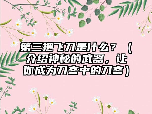 第三把飞刀是什么？（介绍神秘的武器，让你成为刀客中的刀客）