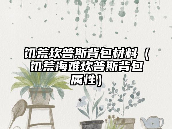 饥荒坎普斯背包材料（饥荒海难坎普斯背包属性）