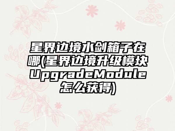 星界边境水剑箱子在哪(星界边境升级模块UpgradeModule怎么获得)
