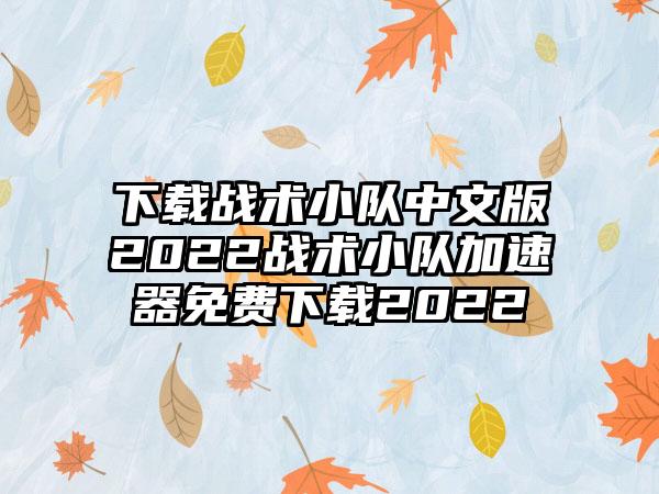 战术小队中文版2022战术小队加速器免费2022