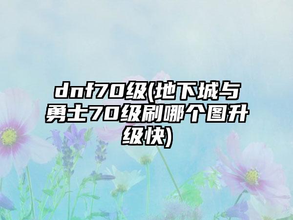 dnf70级(地下城与勇士70级刷哪个图升级快)