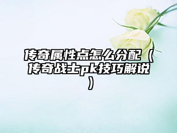传奇属性点怎么分配（传奇战士pk技巧解说）