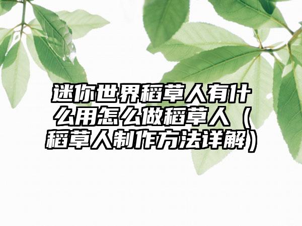 迷你世界稻草人有什么用怎么做稻草人（稻草人制作方法详解）