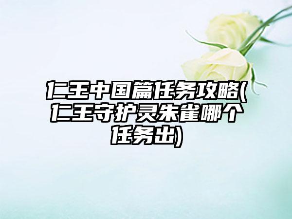 仁王中国篇任务攻略(仁王守护灵朱雀哪个任务出)