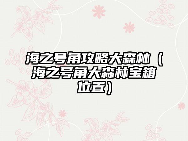 海之号角攻略大森林（海之号角大森林宝箱位置）