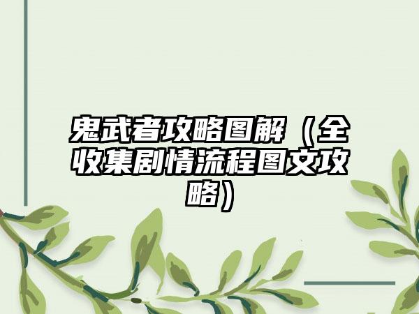 鬼武者攻略图解（全收集剧情流程图文攻略）