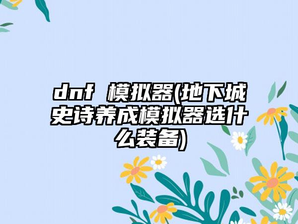 dnf 模拟器(地下城史诗养成模拟器选什么装备)