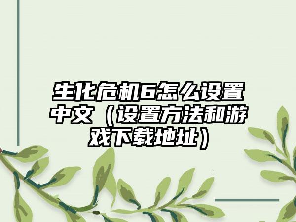 生化危机6怎么设置中文（设置方法和游戏地址）