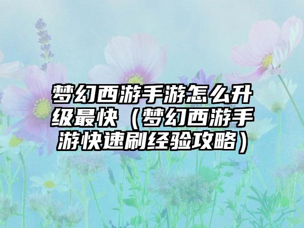 梦幻西游手游怎么升级最快（梦幻西游手游快速刷经验攻略）