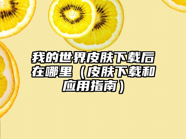 我的世界皮肤下载后在哪里（皮肤下载和应用指南）