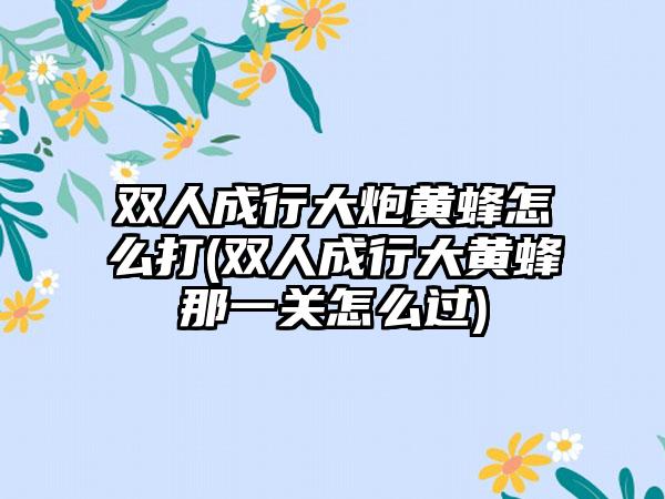 双人成行大炮黄蜂怎么打(双人成行大黄蜂那一关怎么过)