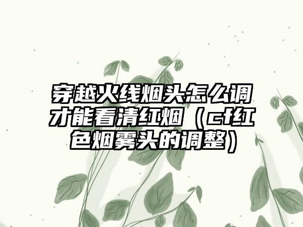 穿越火线烟头怎么调才能看清红烟（cf红色烟雾头的调整）