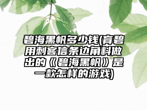 碧海黑帆多少钱(育碧用刺客信条边角料做出的《碧海黑帆》是一款怎样的游戏)