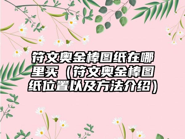 符文奥金棒图纸在哪里买（符文奥金棒图纸位置以及方法介绍）