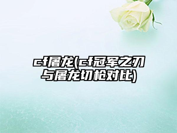 cf屠龙(cf冠军之刃与屠龙切枪对比)