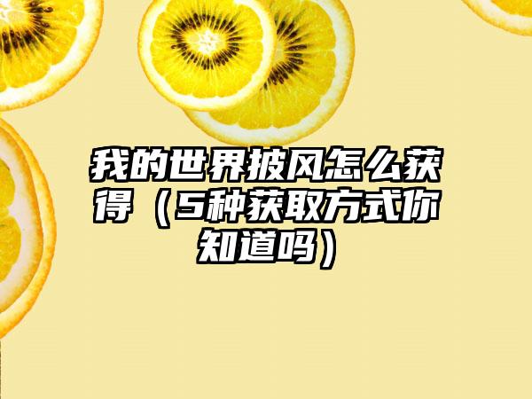 我的世界披风怎么获得（5种获取方式你知道吗）