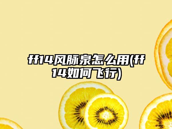 ff14风脉泉怎么用(ff14如何飞行)