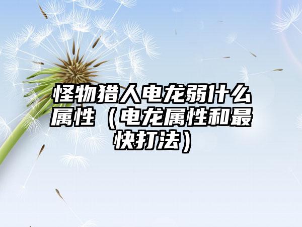 怪物猎人电龙弱什么属性（电龙属性和最快打法）