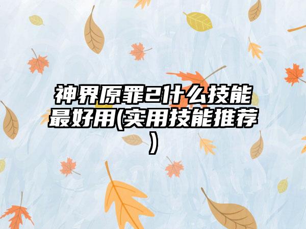神界原罪2什么技能最好用(实用技能推荐)