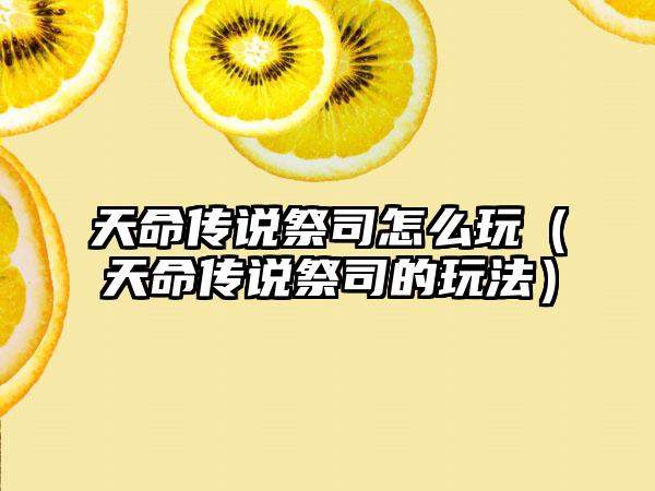 天命传说祭司怎么玩（天命传说祭司的玩法）