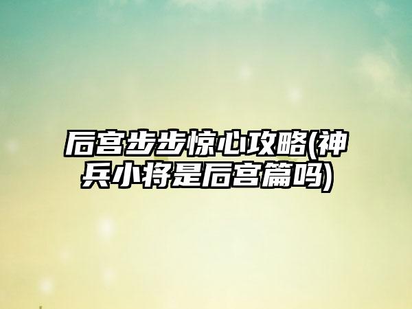 后宫步步惊心攻略(神兵小将是后宫篇吗)