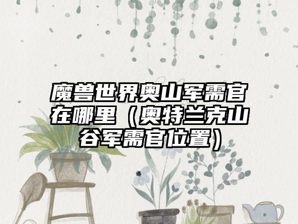 魔兽世界奥山军需官在哪里（奥特兰克山谷军需官位置）