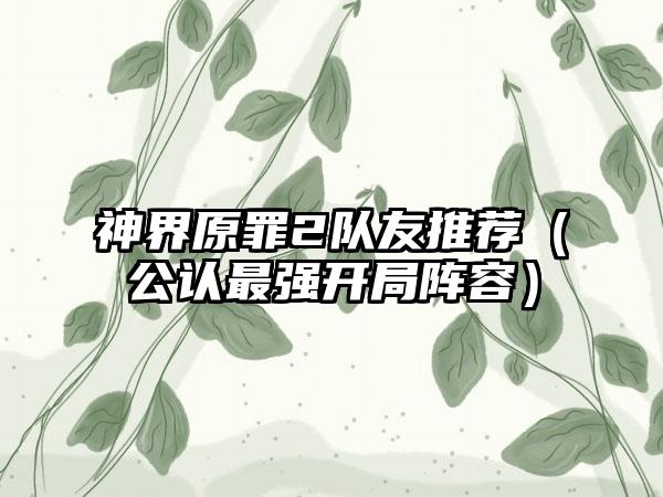 神界原罪2队友推荐（公认最强开局阵容）