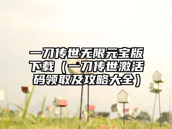 一刀传世无限元宝版下载（一刀传世激活码领取及攻略大全）