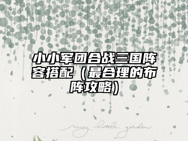 小小军团合战三国阵容搭配（最合理的布阵攻略）