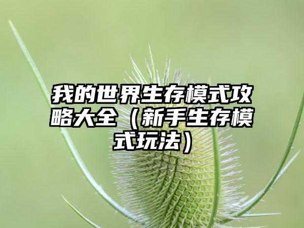 我的世界生存模式攻略大全(新手生存模式玩法)