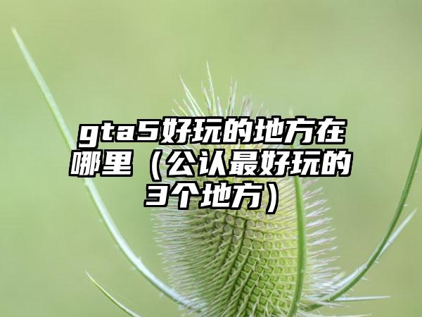 gta5好玩的地方在哪里（公认最好玩的3个地方）