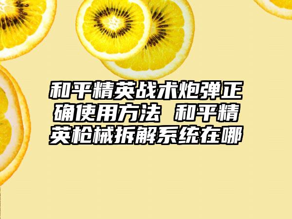 和平精英战术炮弹正确使用方法 和平精英枪械拆解系统在哪
