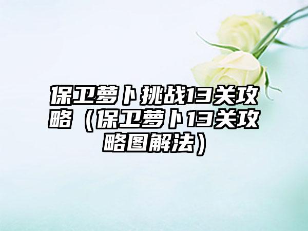 保卫萝卜挑战13关攻略（保卫萝卜13关攻略图解法）