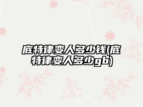 底特律变人多少钱(底特律变人多少gb)