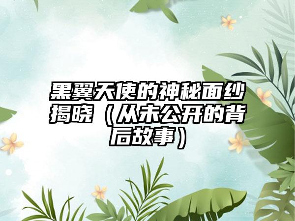 黑翼天使的神秘面纱揭晓（从未公开的背后故事）