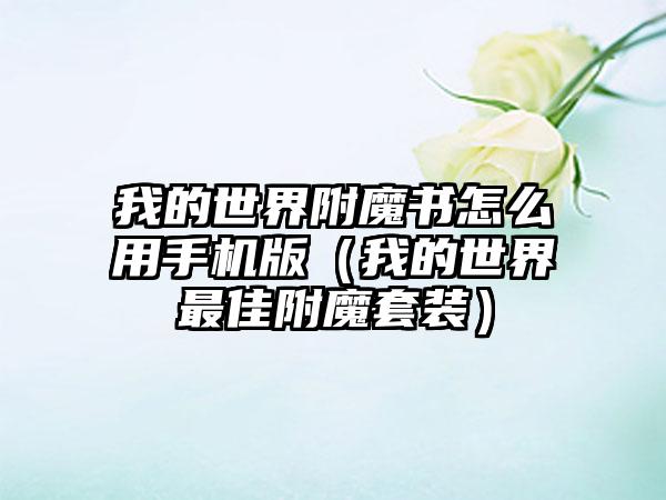 我的世界附魔书怎么用手机版（我的世界最佳附魔套装）