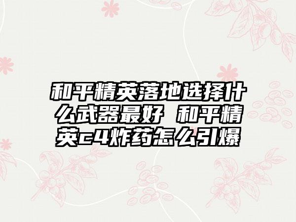 和平精英落地选择什么武器最好 和平精英c4炸药怎么引爆