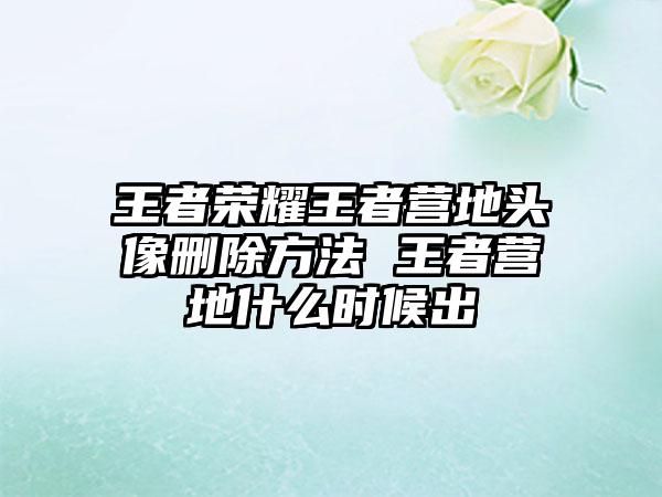 王者荣耀王者营地头像删除方法 王者营地什么时候出