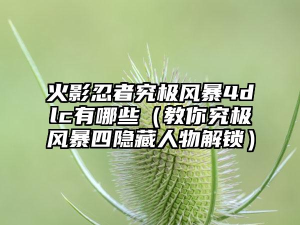 火影忍者究极风暴4dlc有哪些（教你究极风暴四隐藏人物解锁）