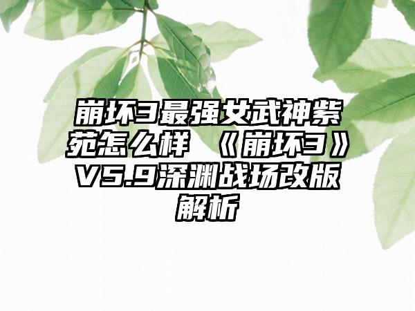 崩坏3最强女武神紫苑怎么样 《崩坏3》V5.9深渊战场改版解析