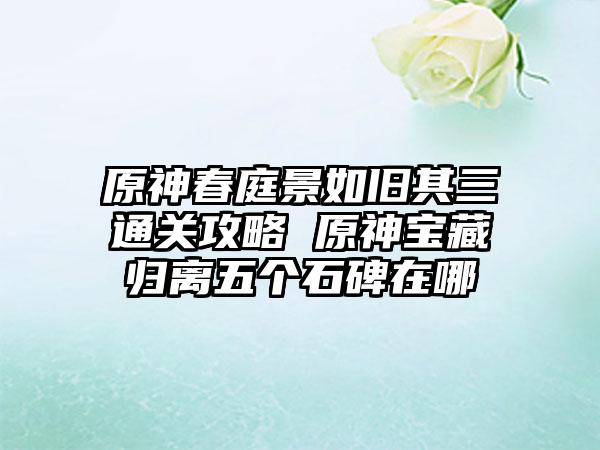 原神春庭景如旧其三通关攻略 原神宝藏归离五个石碑在哪