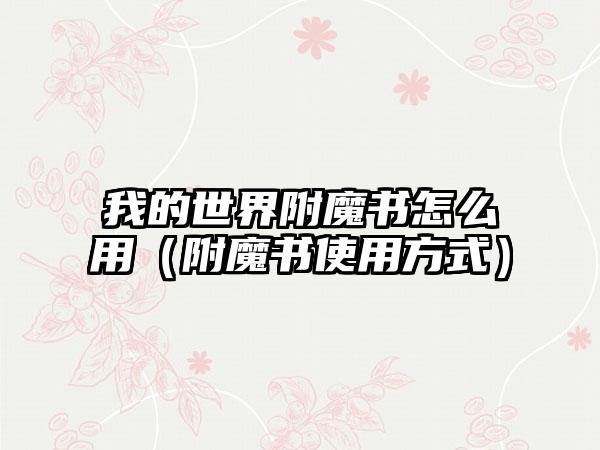 我的世界附魔书怎么用（附魔书使用方式）