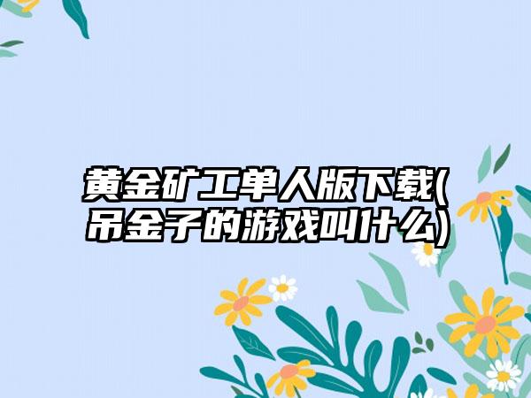 黄金矿工单人版(吊金子的游戏叫什么)