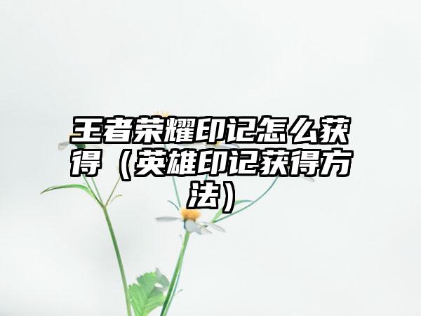 王者荣耀印记怎么获得（英雄印记获得方法）